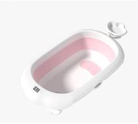 OHMG Baignoire Bebe Pliable, Baignoire Pliable Bébé Avec Sonde De Température Et Tapis De Bain, Conception Ergonomique, Facile à Transporter, Convient Aux Nouveau-Nés De 0 à 36 Mois