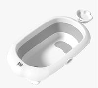 OHMG Baignoire Bebe Pliable, Baignoire Pliable Bébé Avec Sonde De Température Et Tapis De Bain, Conception Ergonomique, Facile à Transporter, Convient Aux Nouveau-Nés De 0 à 36 Mois