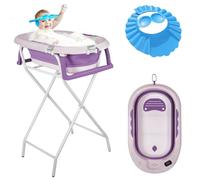 OHMG Baignoire Bébé Pliable Sur Pied,Grande Baignoire Xxl Avec Support,Thermomètre 2.0,Siège Et Kit De Drainage,Bassine Bébé,Idéale Pour La Douche,De La Naissance À 3 Ans,Cadeau Bébé