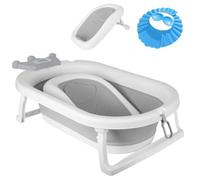 OHMG Baignoire pour BéBé, Baignoire BéBé Pliable avec Coussin, Bain pour BéBé Ergonomique avec ThermomèTre intéGré Pour les Nouveau-NéS de 0 à 36 Mois,Ergonomique et Peu Encombrante