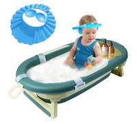 OHMG Baignoire pour BéBé, Baignoire BéBé Pliable avec Coussin, Bain pour BéBé Ergonomique avec ThermomèTre intéGré Pour les Nouveau-NéS de 0 à 36 Mois,Ergonomique et Peu Encombrante