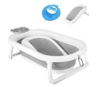 OHMG Baignoire pour BéBé, Baignoire BéBé Pliable avec Coussin, Bain pour BéBé Ergonomique avec ThermomèTre intéGré Pour les Nouveau-NéS de 0 à 36 Mois,Ergonomique et Peu Encombrante