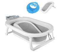 OHMG Baignoire pour BéBé, Baignoire BéBé Pliable avec Coussin, Bain pour BéBé Ergonomique avec ThermomèTre intéGré Pour les Nouveau-NéS de 0 à 36 Mois,Ergonomique et Peu Encombrante