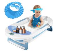 OHMG Baignoire pour BéBé, Baignoire BéBé Pliable avec Coussin, Bain pour BéBé Ergonomique avec ThermomèTre intéGré Pour les Nouveau-NéS de 0 à 36 Mois,Ergonomique et Peu Encombrante