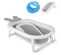 OHMG Baignoire pour BéBé, Baignoire BéBé Pliable avec Coussin, Bain pour BéBé Ergonomique avec ThermomèTre intéGré Pour les Nouveau-NéS de 0 à 36 Mois,Ergonomique et Peu Encombrante