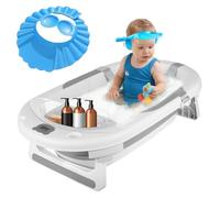OHMG Baignoire pour BéBé, Baignoire BéBé Pliable avec Coussin, Bain pour BéBé Ergonomique avec ThermomèTre intéGré Pour les Nouveau-NéS de 0 à 36 Mois,Ergonomique et Peu Encombrante