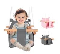 OHMG Balançoire pour bébé en Toile,Balançoire Suspendue en Bois avec Ceinture de sécurité,Chaise hamac Durable pour bébé, balançoire extérieure et intérieure pour Enfants