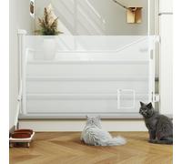 OHMG Barriere de Securite Enfant Bebe Extensible Retractable 0-150/180cm,Barrière Escalier Enfant et Chien pour Intérieur/Extérieur, Porte，Couloirs,avec Cat Cave,Filet de Protection Extensible