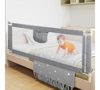 OHMG Barrière de sécurité pour enfants lit 150 cm, barrière de lit pour bébé enfants, sûre, réglable en hauteur, barrière de protection contre les chutes, sécurité enfants lit élévateur vertical