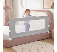 OHMG Barrière Lit Enfant 180X73-86cm XL Barrière de Lit Sécurité Pliable et Portable Cadre en métal Anti-Chute Barriã¨res de lit Attachée avec des Ceintures de sécurité,Protection Chute Bébé
