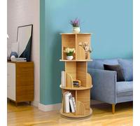 OHMG Bibliothèque Enfant Ronde 3/4 Niveaux,Bibliotheque Livre,Etagere Livre Enfant,Étagère à Livres rotative,pour Chambre à Coucher, Salon, Bureau (Bois-40 * 40 * 97cm)