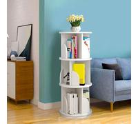 OHMG Bibliothèque Enfant Ronde 3/4 Niveaux,Bibliotheque Livre,Etagere Livre Enfant,Étagère à Livres rotative,pour Chambre à Coucher, Salon, Bureau (Blanc-40 * 40 * 97cm)