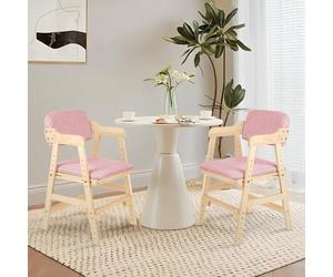 OHMG Chaise de Salle à Manger avec Dossier et Accoudoir,Chaise de Cuisine Moderne Fauteuil,Chaise Haute en Bois,Chaise de Relax Chaise de Salon,auteurs Réglables,Fauteuil Enfant Basile (2, Rose)