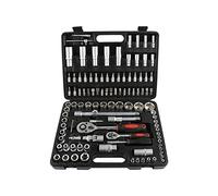 OHMG Coffret de douille et embouts Mallette à Outils, Coffret Douille et Cliquet 1/2 inch et 1/4 inch, 3/8 inch (72 Dents) 108 pcs Chrome Vanadium Mat Satinée,Boîte Pratique et Résistante