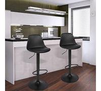 OHMG Ensemble de 2 Tabourets de Bar Pivotants avec Repose-Pieds et Hauteur Réglable,Ensemble de 2 Tabourets Hauts avec Base en Métal,Style Moderne Mi-siècle,pour Cuisine,Bar