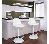 OHMG Ensemble de 2 Tabourets de Bar Pivotants avec Repose-Pieds et Hauteur Réglable,Ensemble de 2 Tabourets Hauts avec Base en Métal,Style Moderne Mi-siècle,pour Cuisine,Bar