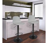 OHMG Ensemble de 2 Tabourets de Bar Pivotants avec Repose-Pieds et Hauteur Réglable,Ensemble de 2 Tabourets Hauts avec Base en Métal,Style Moderne Mi-siècle,pour Cuisine,Bar