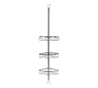 OHMG Etagere Douche sans Percage,Etagère d'angle Téléscopique,Réglable en Hauteur,Étagère d'angle de Salle de Bain en Acier INOX,du Sol au Plafond,3 Plateaux,1 Porte-Serviettes(110-280CM)