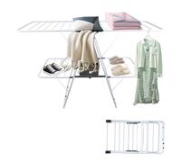 OHMG Étendoir Linge Intérieur Extérieur,Séchoir à Linge Pliable à 2Niveaux,2/4 Ailes Réglables en Hauteur,pour Chaussettes,Draps,Vêtements,Acier Inoxydable Tancarville XXL (147 * 60 * 98.5cm)