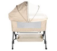 OHMG Lit Bébé Cododo,Berceau Cododo,avec Matelas et Moustiquaire,Lit d'Appoint pour Les Bébés,Berceau bébé Mobile avec Matelas,Mode Bascule pour Bercer Bébé (Blanc de Riz（80 * 40 * 100-115cm）)