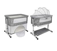 OHMG Lit Cododo bébé avec Matelas,co-Sleeping,Hauteur Réglable à 6 Niveaux, Lit d’Appoint Bebe Evolutif à roulettes, Lit de Voyage Pliable, Panier de Rangement, 0-3 Ans (113 * 66 * 84cm(Gris foncé))