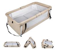 OHMG Lit de Voyage pour bébé, Tente de lit de Voyage Facile à Plier, Portable, Système de Sécurité en T à Deux Points, avec Moustiquaire, Jouet, Canopy Soleil, Matelas, Berceau Bébé,co Dodo