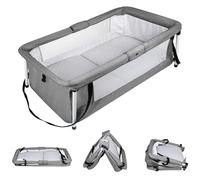 OHMG Lit de Voyage pour bébé, Tente de lit de Voyage Facile à Plier, Portable, Système de Sécurité en T à Deux Points, avec Moustiquaire, Jouet, Canopy Soleil, Matelas, Berceau Bébé,co Dodo