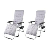 OHMG Lot de 2 Chaise Longue de Jardin Zero Gravity, Chaise de Camping Pliable,Fauteuil Relax avec Appui-Tête Rembourré, Transat d’été en Accier Allié, Chaise d’Extérieur Confortable