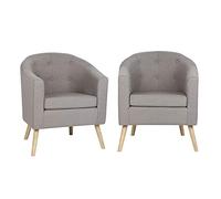 OHMG Lot de 2 Petit Fauteuil Scandinave Crapaud,Fauteuil Crapaud en Tissu de Lin,Fauteuil de Salon avec Accoudoirs et Dossier, Petit Canapé Rembourrée Épaisse 1 Personne