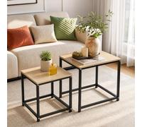 OHMG Lot de 2 Tables Basses gigognes,Table Basse Carré,Empilable,Design Industriel,Table Basse de Salon,Pieds en métal,Tables de d'appoint,40/35CM Effet marbre (érable Blanc+Noir-40+35CM)