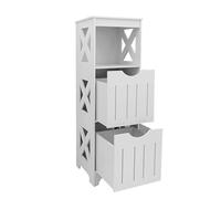 OHMG Meuble Colonne Salle de Bain avec Étagères Ouvertes et Portes,Petit Armoire Salle de Bain,Meuble de Rangement,pour Salon,WC,Cuisine,Entrée (30 * 30 * 89cm)