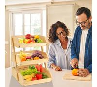 OHMG Panier à Fruit, Corbeille a Fruit à 3 Niveaux, Corbeille à Fruits en Bambou, Rangement Cuisine, Garde Manger, Support De Bol à Fruits Et Légumes, Pour Garde-manger De Cuisine