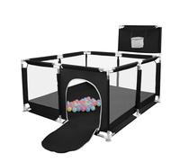 OHMG Parc Bébé Parc De Jeux Bébé Démontable Lavable Avec 50pcs Boules Plastiques Centre d'activités pour Enfants Grand Parc Adapté Intérieur Extérieur avec Grille de Protection,Basketball Rack