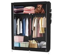OHMG - PENDERIE SOUPLE - Grande armoire à quatre compartiments avec deux tringles de suspension - Noir pur