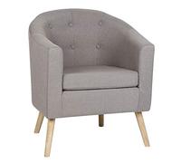 OHMG Petit Fauteuil Scandinave Crapaud,Fauteuil Crapaud en Tissu de Lin,Fauteuil de Salon avec Accoudoirs et Dossier, Petit Canapé Rembourrée Épaisse 1 Personne
