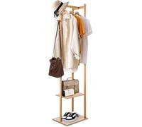 OHMG Porte manteau sur pied en bois,portant à vêtements,9 patères,vestiaire,meuble d'entrée pour salon,vêtements,chapeaux,entrée,bureau,naturel,Valet de chambre