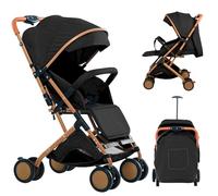 OHMG Poussette Canne compacte, 0 à 4 ans (22kg max), légère, poussette citadine, inclinable d’une main en position allongée, grand panier de rangement, avec trolley de transport