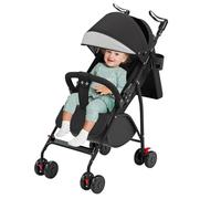 OHMG Poussette pour enfant avec nacelle, 2 en 1, ultra compacte, avec bandoulière, système de harnais à 5 points, 22 kg, utilisation à une main, dossier réglable, capot, panier, frein à pied