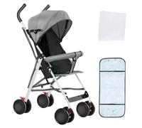 OHMG Poussette pour enfant, petite poussette pliable, réglage du dos et du repose-pieds, frein arrière, ceinture à 5 points, pliage facile d'une seule main, poussette de voyage pour bébé