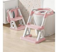 OHMG Réducteur de toilette enfant avec marche,Siège WC pliable pour apprentissage de la propreté,Rehausseur WC enfant avec escalier antidérapant,Adaptateur Toilette Pour garçons et filles