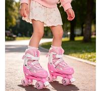 OHMG Roller Enfant Filles et Garçons,Patin a Roulette Enfant 4 Taille Réglable, Roller Quad avec 8 Roues,pour Enfants pour débutants,Noël Cadeau d'anniversaire