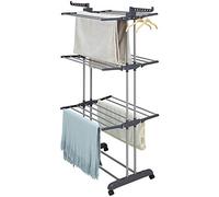 OHMG Séchoir à Linge étendoir,Etendoir Linge Pliable avec roulettes, Sechoir à Linge étendoir Pliable&Extensible Ailes latérales sur 3 Niveaux Inoxydable