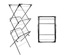 OHMG Séchoir à Linge Extensible 3/6 Niveaux,Etendoir Linge Tour,Télescopique Pliable, Léger et Rangement Facile, Design Compact,pour Séchage en Intérieur (Noir-48 * 43 * 137cm)
