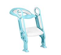 OHMG Siège de toilettes pour enfants avec marchepied et poignée (Blanc + bleu clair)