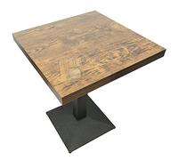 OHMG Table à manger carrée 60 x 60 x 75 cm - Style européen - Convient pour 4 personnes - En fer et planches de bois - Table de cuisine, table à manger, table de salon, table haute, marron (B)