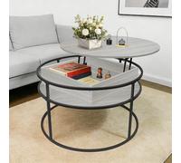 OHMG Table Basse avec Rangement Caché RondeTable Basse Plateau Relevable 2 en 1 pour Salon et Bureau, Chambre,Forte Charge Portante,Table Basse Ronde Bois,Tables de Salon