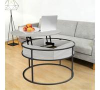 OHMG Table Basse avec Rangement Caché RondeTable Basse Plateau Relevable 2 en 1 pour Salon et Bureau, Chambre,Forte Charge Portante,Table Basse Ronde Bois,Tables de Salon