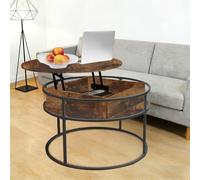 OHMG Table Basse avec Rangement Caché RondeTable Basse Plateau Relevable 2 en 1 pour Salon et Bureau, Chambre,Forte Charge Portante,Table Basse Ronde Bois,Tables de Salon