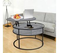 OHMG Table Basse avec Rangement Caché RondeTable Basse Plateau Relevable 2 en 1 pour Salon et Bureau, Chambre,Forte Charge Portante,Table Basse Ronde Bois,Tables de Salon