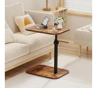 OHMG Table d’appoint, Hauteur réglable, 360 ° pivotant Bout de Canapé de Salon, C Form Tables Canapé,Table de Chevet,Petite Table Basse pour Salon, Chambre,Lit (Bois-40 * 30 * 43-80cm)